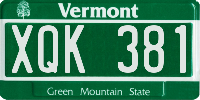 VT license plate XQK381