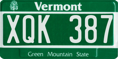 VT license plate XQK387