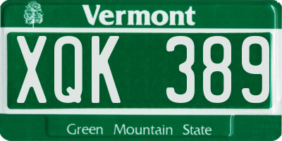 VT license plate XQK389