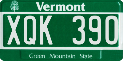 VT license plate XQK390