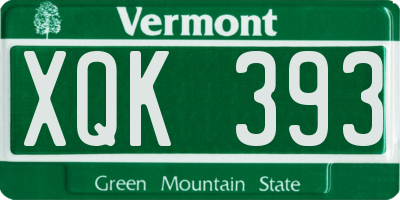 VT license plate XQK393