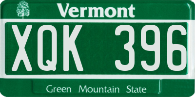 VT license plate XQK396