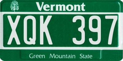 VT license plate XQK397