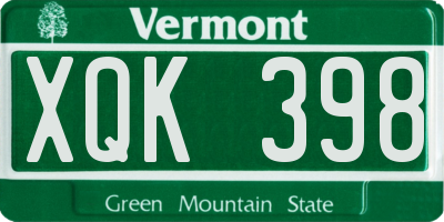 VT license plate XQK398