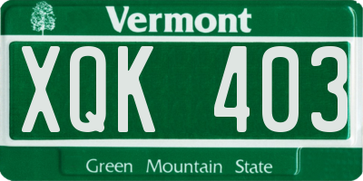 VT license plate XQK403