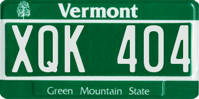 VT license plate XQK404
