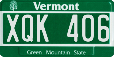 VT license plate XQK406