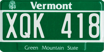 VT license plate XQK418