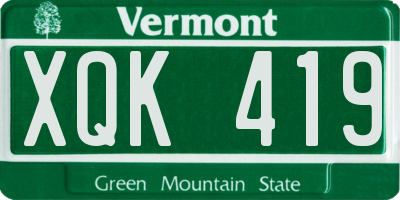 VT license plate XQK419