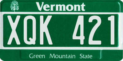 VT license plate XQK421