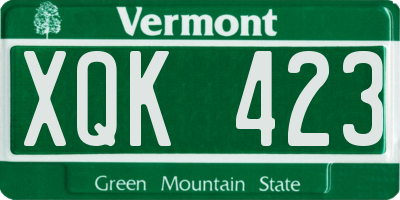 VT license plate XQK423