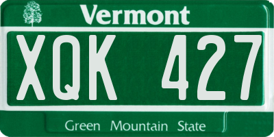 VT license plate XQK427