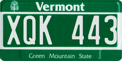 VT license plate XQK443