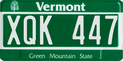 VT license plate XQK447