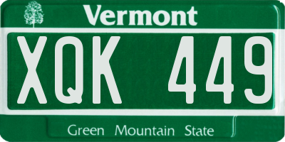 VT license plate XQK449
