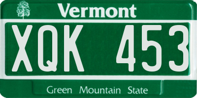 VT license plate XQK453