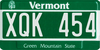 VT license plate XQK454