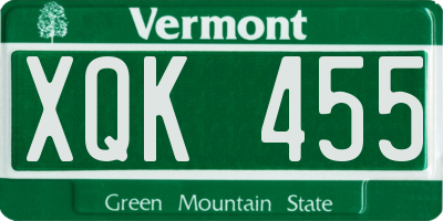 VT license plate XQK455