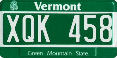 VT license plate XQK458