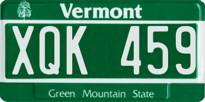 VT license plate XQK459