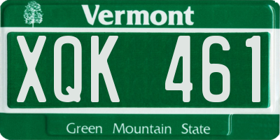 VT license plate XQK461
