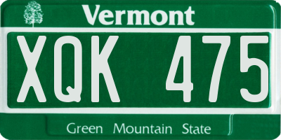 VT license plate XQK475