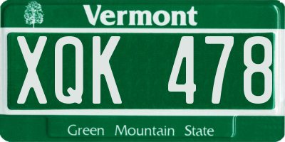 VT license plate XQK478
