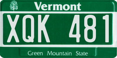 VT license plate XQK481