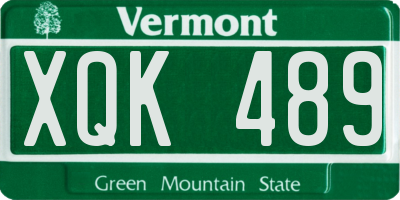 VT license plate XQK489