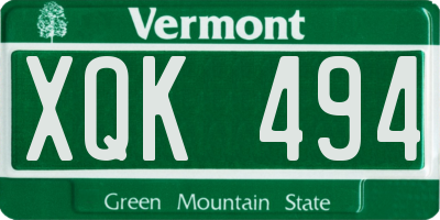 VT license plate XQK494