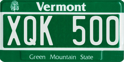 VT license plate XQK500