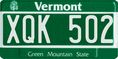 VT license plate XQK502