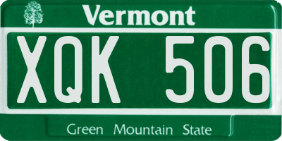 VT license plate XQK506