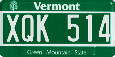VT license plate XQK514