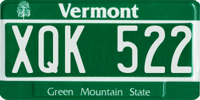 VT license plate XQK522