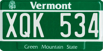 VT license plate XQK534