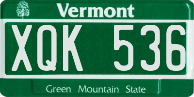 VT license plate XQK536
