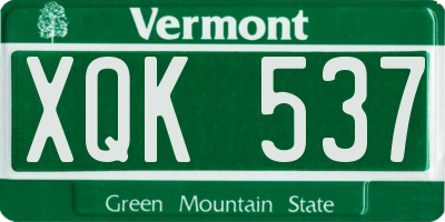 VT license plate XQK537