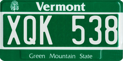 VT license plate XQK538