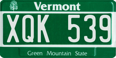 VT license plate XQK539