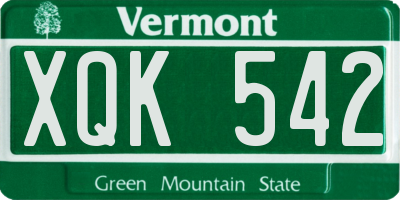 VT license plate XQK542
