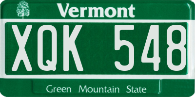 VT license plate XQK548