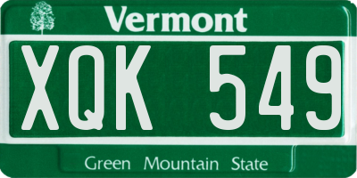 VT license plate XQK549