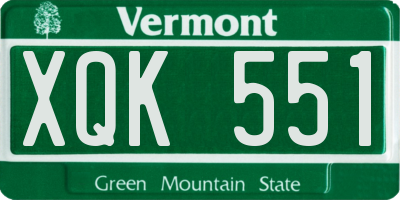 VT license plate XQK551