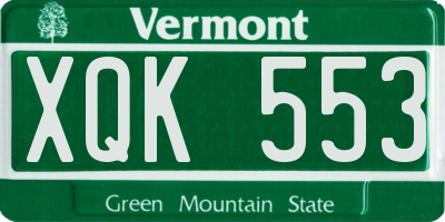 VT license plate XQK553