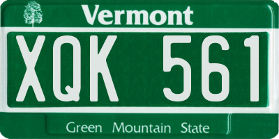 VT license plate XQK561