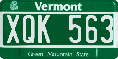 VT license plate XQK563