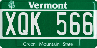 VT license plate XQK566