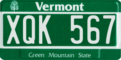 VT license plate XQK567