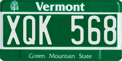 VT license plate XQK568